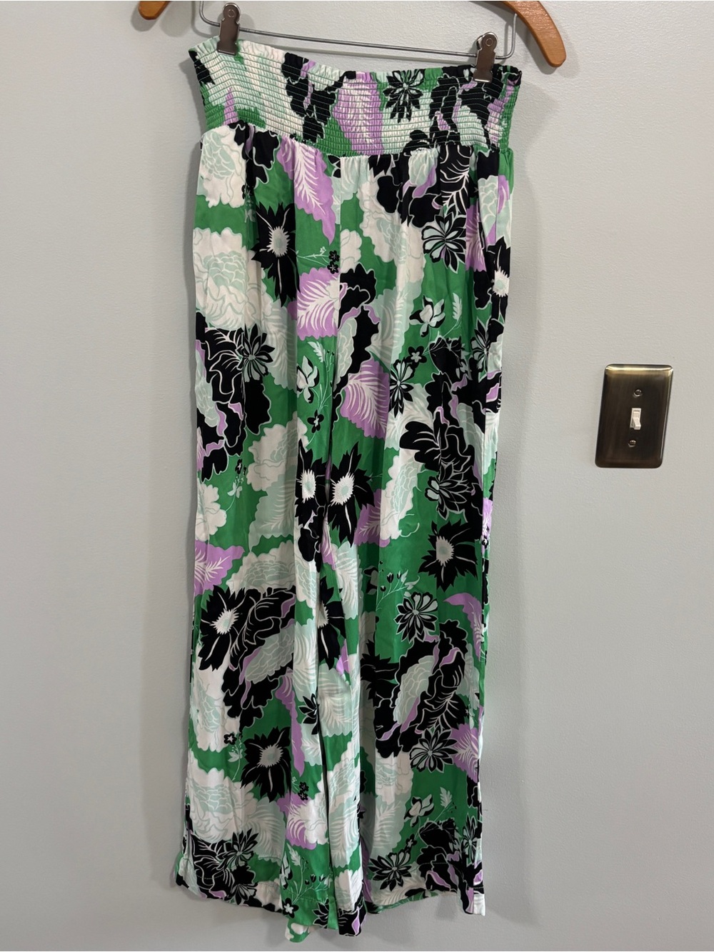 Anthropologie Maeve purple floral wide leg pants medium